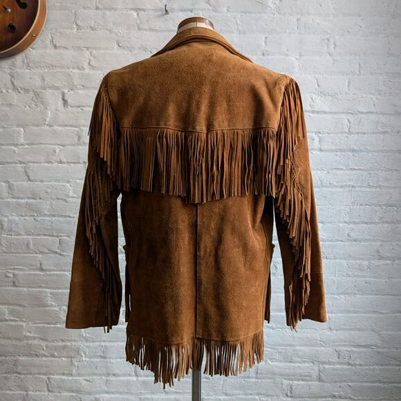 70s Vintage Orange Suede Leather Jacket Fringe Biker Western Moto Bomber Coat - Picture 2 of 8
